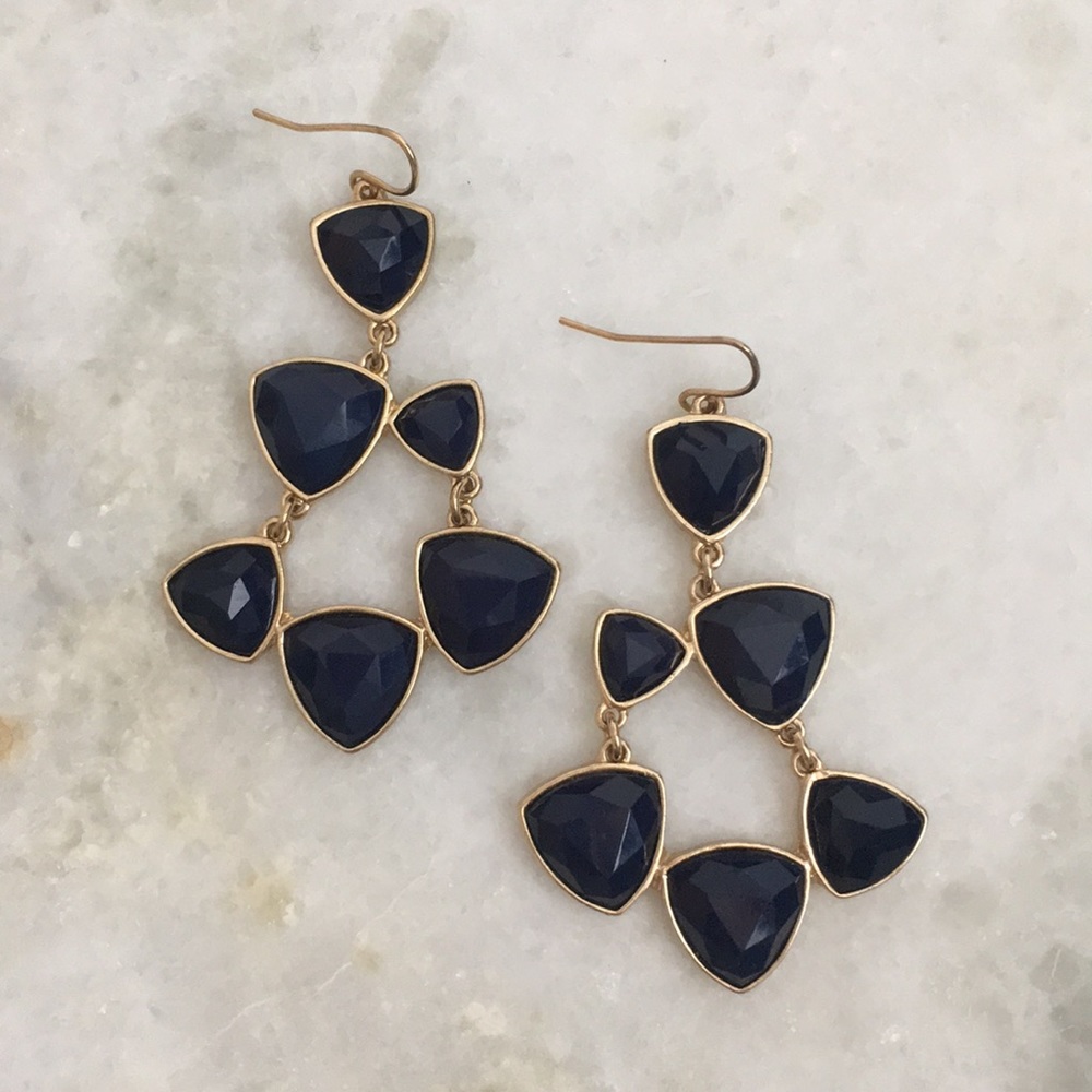 Elegant Gold and Blue Dangle Earrings